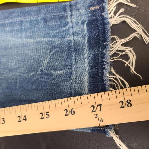 BLANKNYC Blue Denim Embroidered Raw Hem Skinny Jeans Women Size 26 - Picture 11 of 12